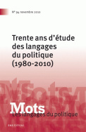 Mots. Les langages du politique, n°94/2010