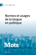 Mots. Les langages du politique, n°111/2016
